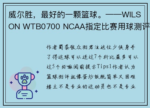 威尔胜，最好的一颗篮球。——WILSON WTB0700 NCAA指定比赛用球测评